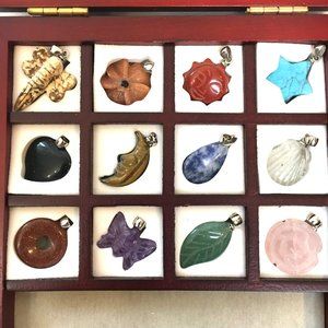 12 Semi Precious Stone Charms for bracelet or necklace New